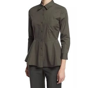 Theory Eyodis olive Pearce Button-Down Peplum